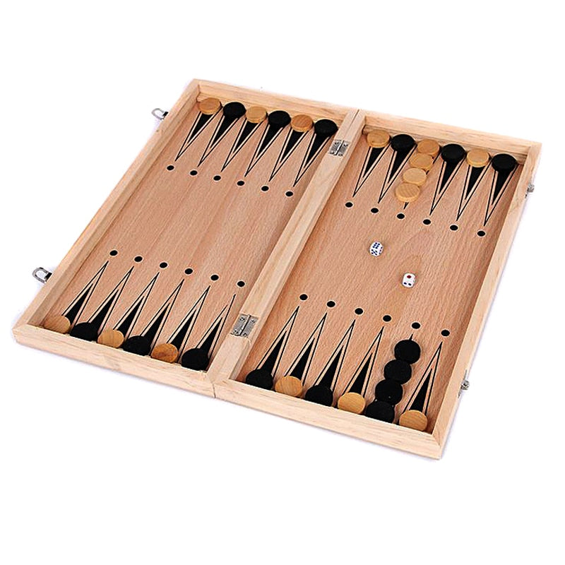 Jeux en bois 3 en 1 : échec, jeux de dame et Backgammon - les jeux en bois