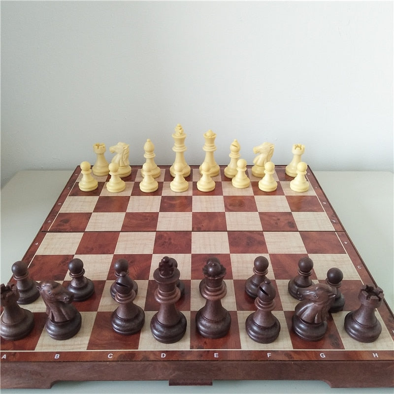 jeu 2 en 1: jeu d'échec et jeu de dames - les jeux en bois 