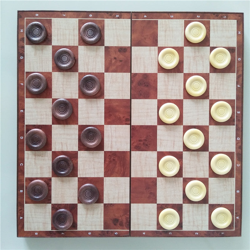 jeu 2 en 1: jeu d'échec et jeu de dames - les jeux en bois