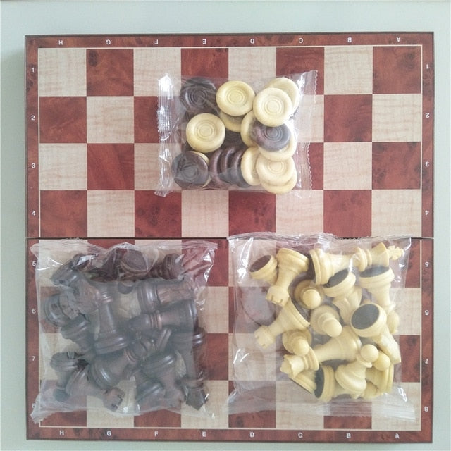 jeu 2 en 1: jeu d'échec et jeu de dames - les jeux en bois