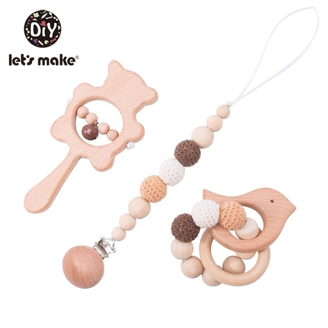 Hochet en bois bébé - les jeux en bois