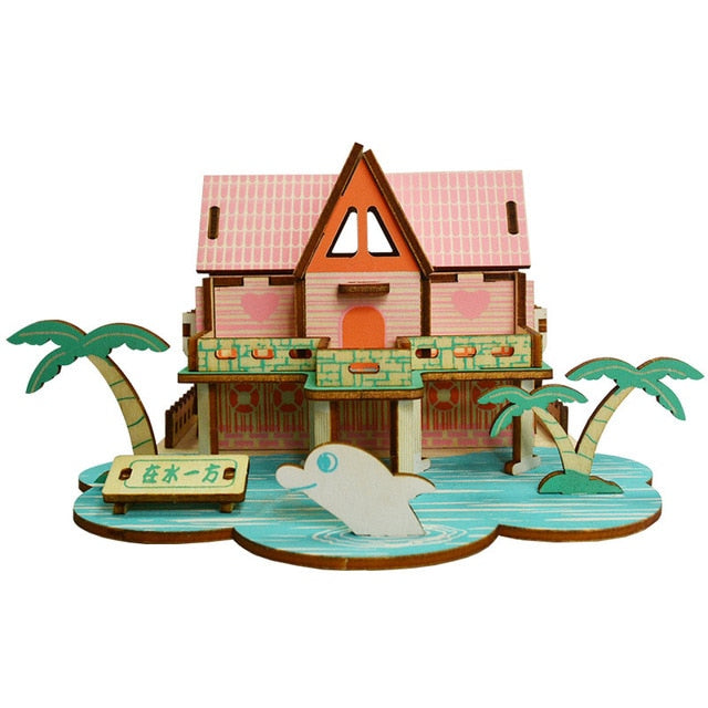 Maquette en bois maison dans l'océan - les jeux en bois 