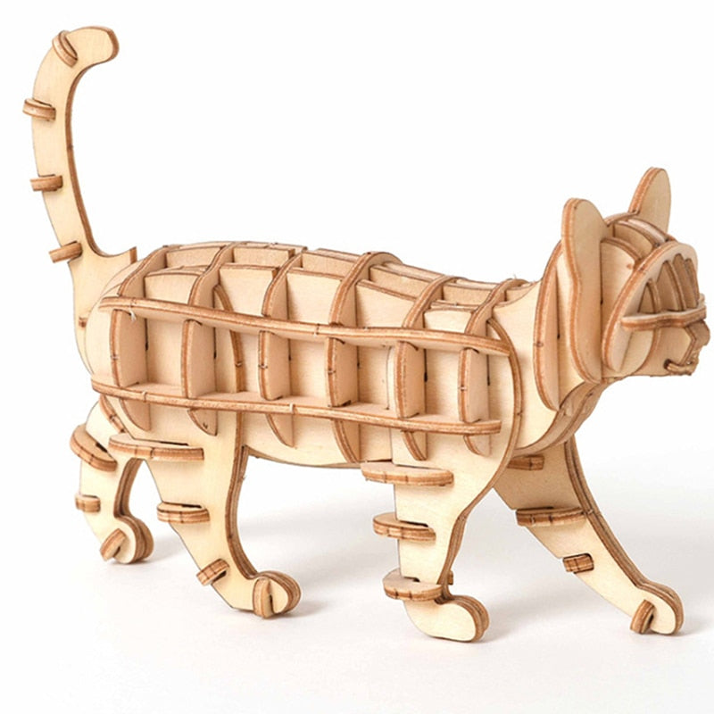 Maquette en bois chat - les jeux en bois 