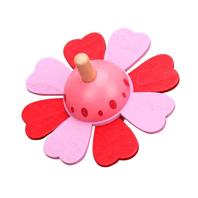 Toupie en bois Fleur rose et rouge - les jeux en bois