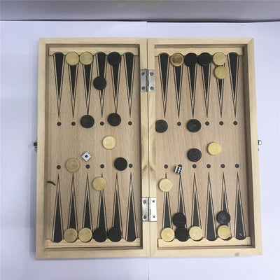 Jeu 3 en 1 : Jeu d'échec, Jeu de dame et Backgammon - les jeux en bois