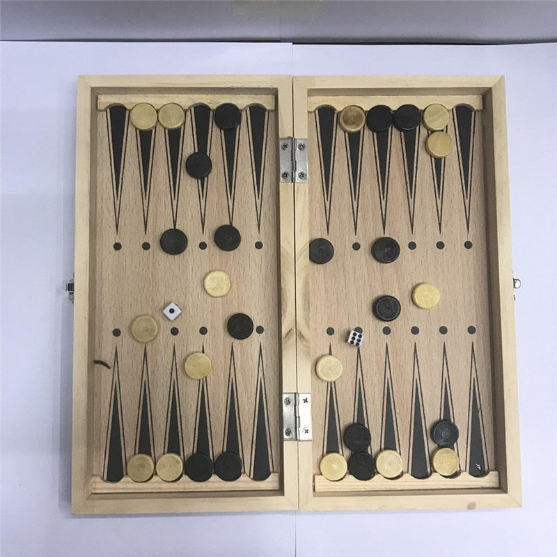 Jeu 3 en 1 : Jeu d'échec, Jeu de dame et Backgammon - les jeux en bois 