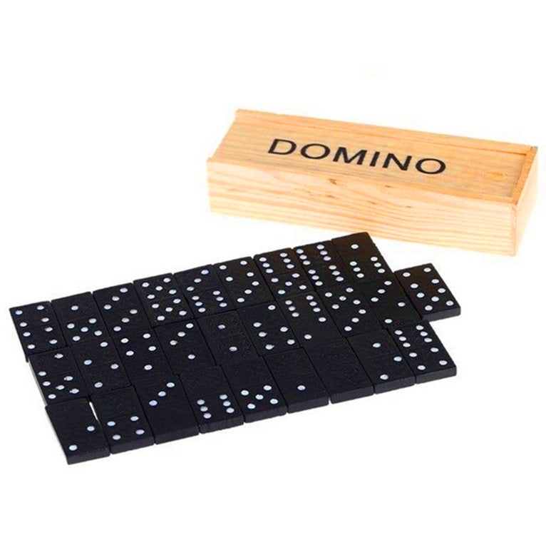 Jeu de domino dans sa boite en bois - les jeux en bois 