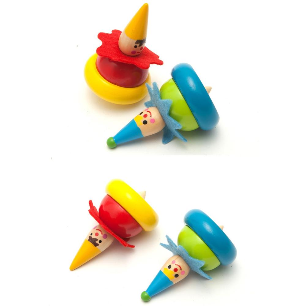Toupie en bois clown - les jeux en bois